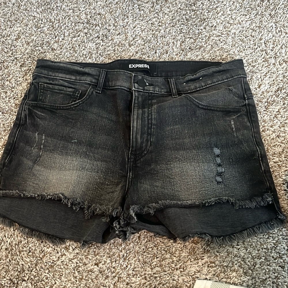 Black denim shorts